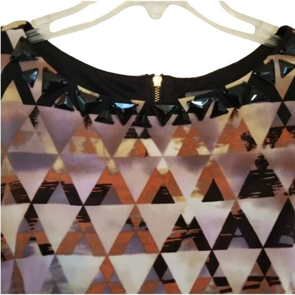 VINCE CAMUTO Multi Geometric Sheath Ponte Dress Woman's Size 10 Excellent very g - Picture 7 of 11